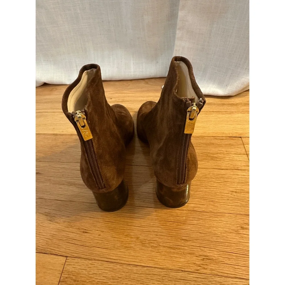 AGL Brown Suede Tortoiseshell Block Heel Ankle Boots Made in Italy Size 37.5